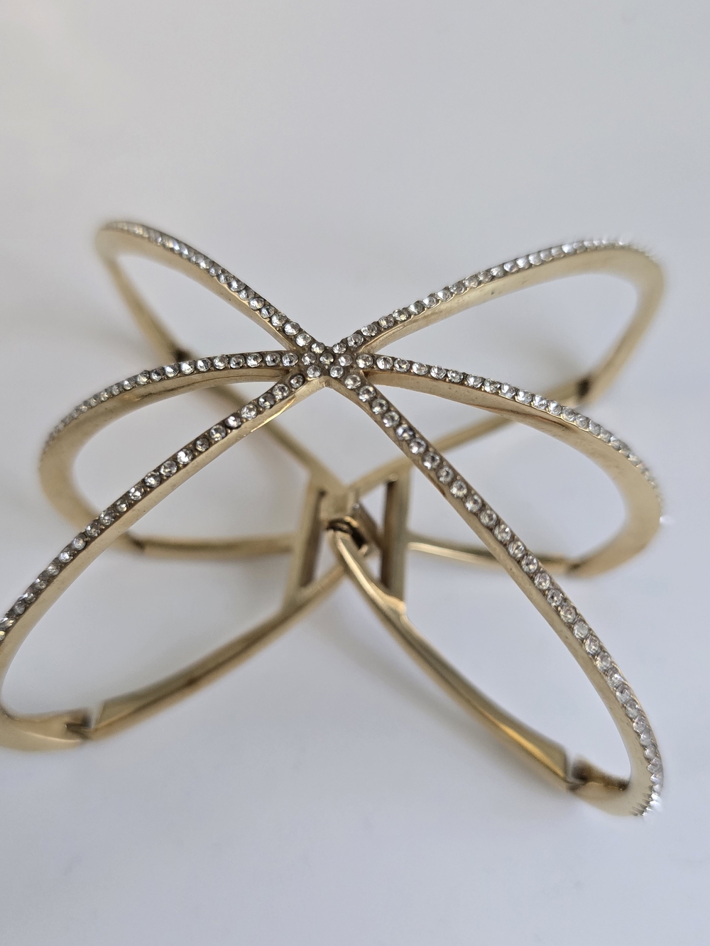 Gold Crystal Pave Crossover Bracelet